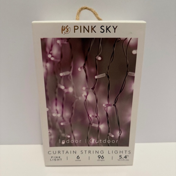 PS Pink Sky Curtain String Lights, 5.4 ft Length x 3.2 ft Width, NEVER OPENED - Picture 1 of 5